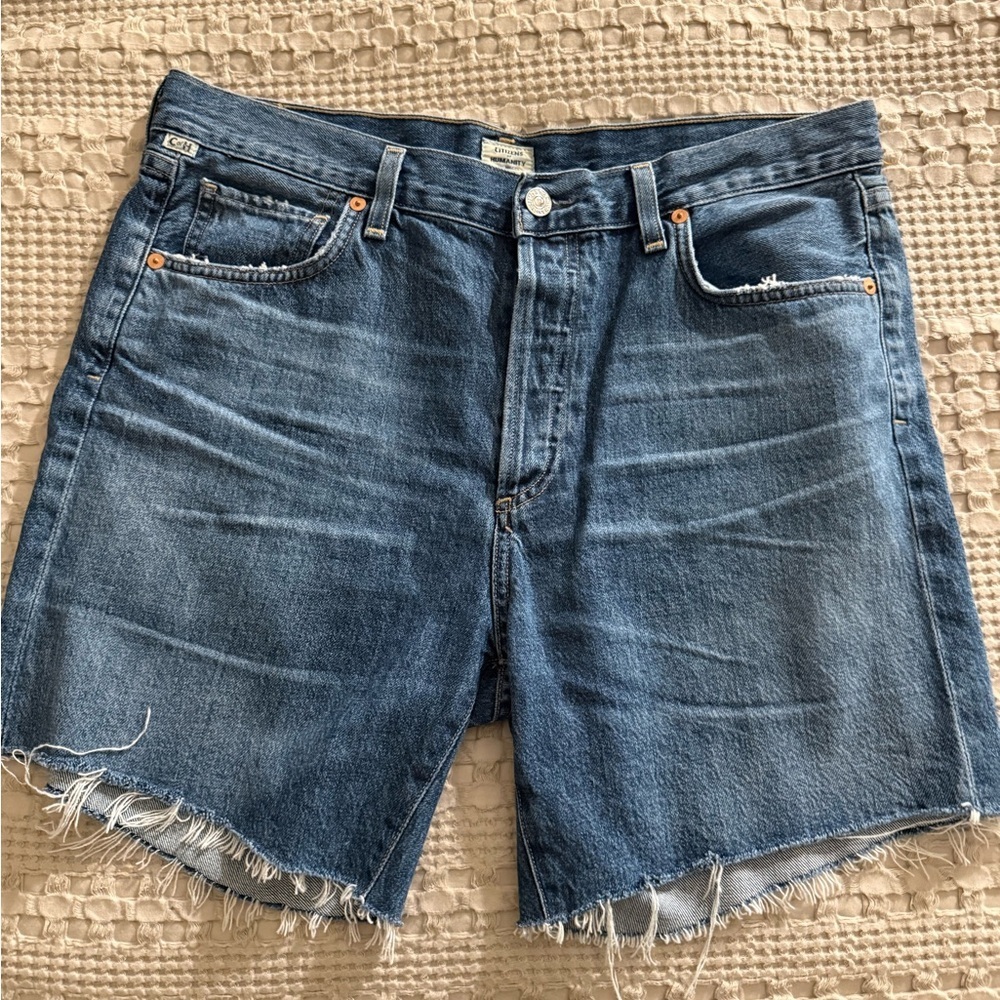 Citizens Of Humanity Blue Distressed Denim Jean Shorts